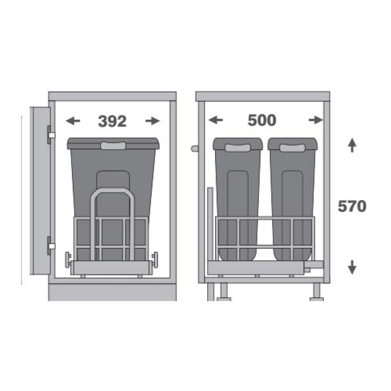 Bộ Thùng Rác và Nắp Tủ Cánh Mở 450mm Imundex 7 805 803