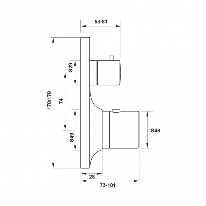 Bộ trộn âm 2 đường nước Axor Massaud có điều nhiệt 589.25.514