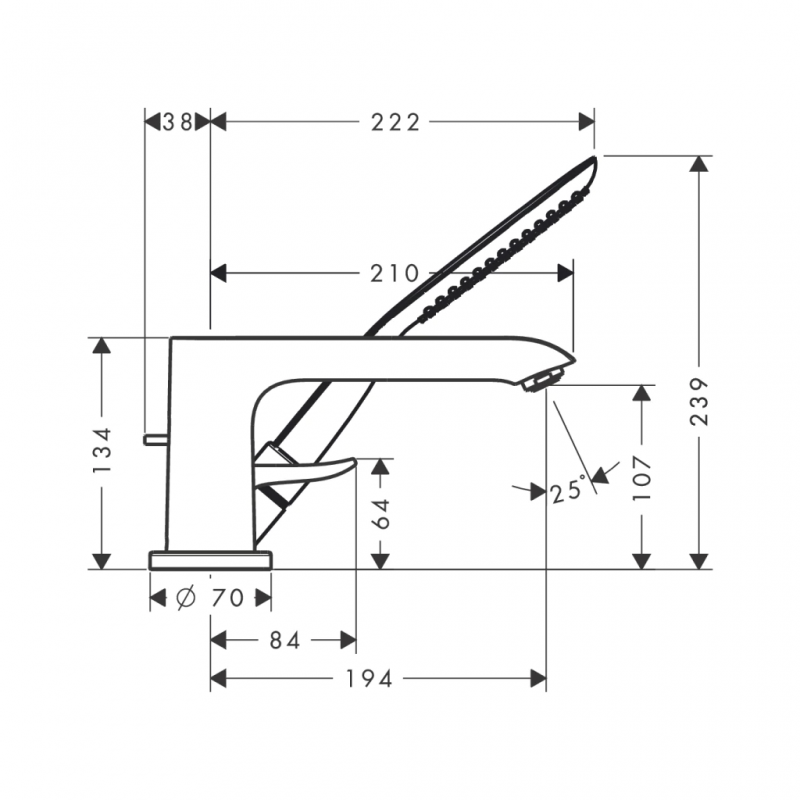 Bộ trộn bồn tắm 3 lỗ Metris Hansgrohe 589.50.230