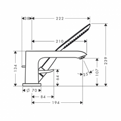Bộ trộn bồn tắm 3 lỗ Metris Hansgrohe 589.50.230