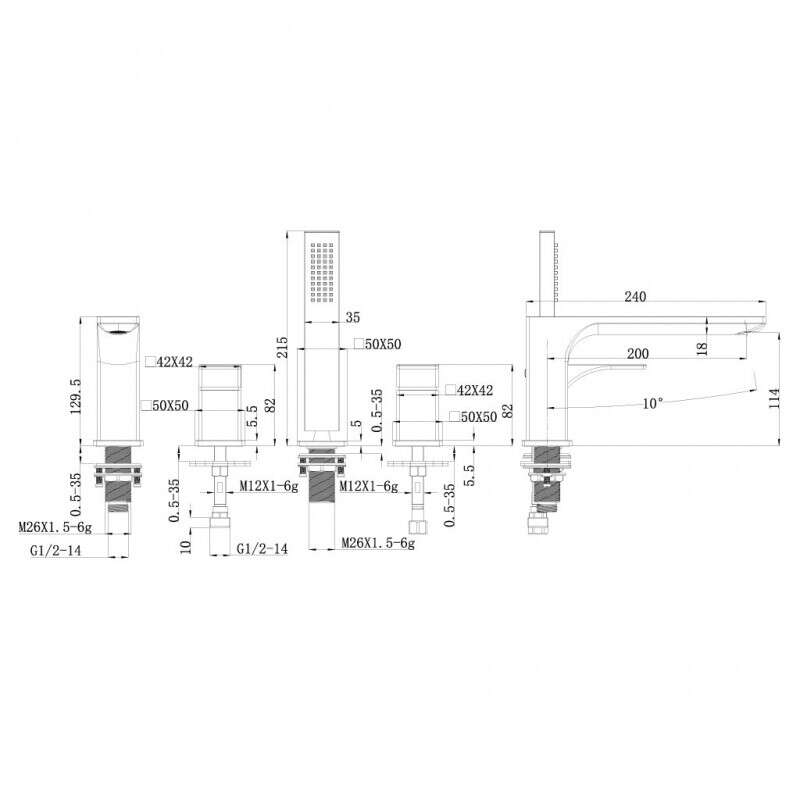 Bộ trộn bồn tắm 4 lỗ REGAL Hafele 495.61.126