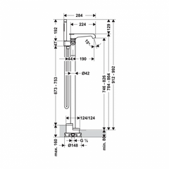 Bộ trộn bồn tắm đặt sàn AXOR Citterio E 589.30.532
