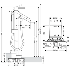 Bộ trộn bồn tắm đặt sàn AXOR Starck Axor 589.51.230