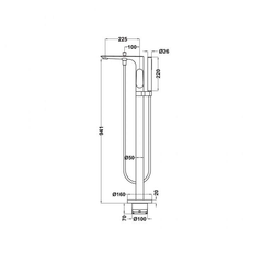 Bộ trộn bồn tắm đặt sàn Kobe chrome Hafele 589.15.120