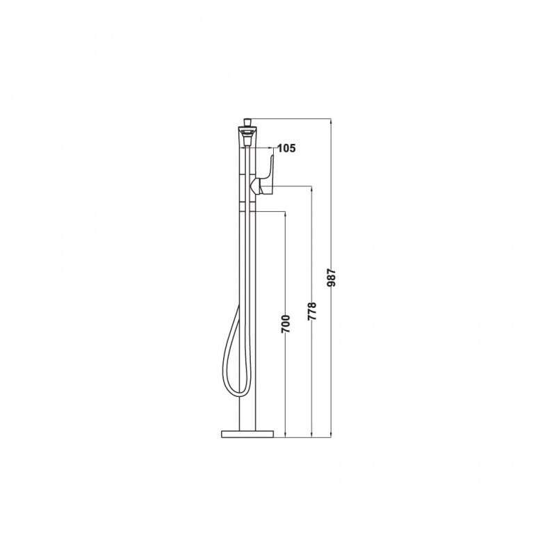 Bộ trộn bồn tắm đặt sàn Kobe chrome Hafele 589.15.120