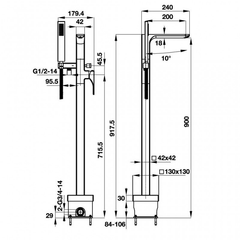 Bộ trộn bồn tắm đặt sàn REGAL Hafele 495.61.128