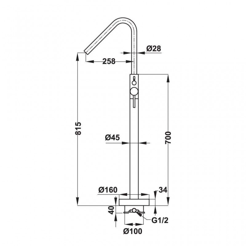 Bộ trộn bồn tắm đặt sàn ROOTS Hafele 495.61.177