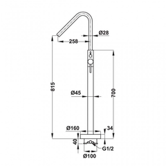 Bộ trộn bồn tắm đặt sàn ROOTS Hafele 495.61.177
