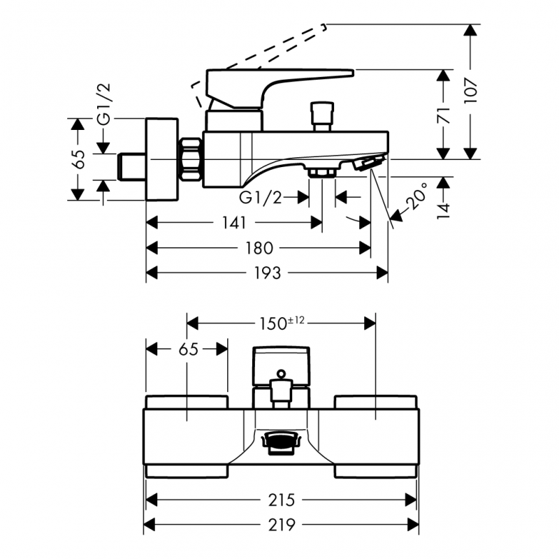 Bộ trộn bồn tắm Hansgrohe Metropol 589.50.513