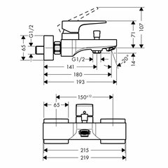 Bộ trộn bồn tắm Hansgrohe Metropol 589.50.513