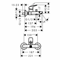 Bộ trộn nổi 2 đường nước Logis Hansgrohe 589.52.403