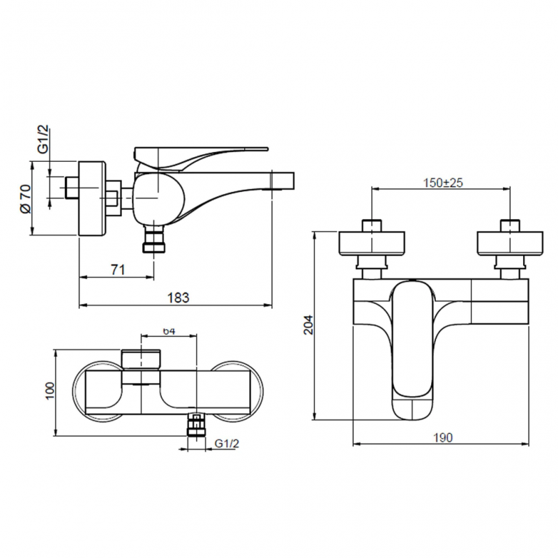 Bộ trộn nổi 2 đường nước màu đen Hafele 589.02.456