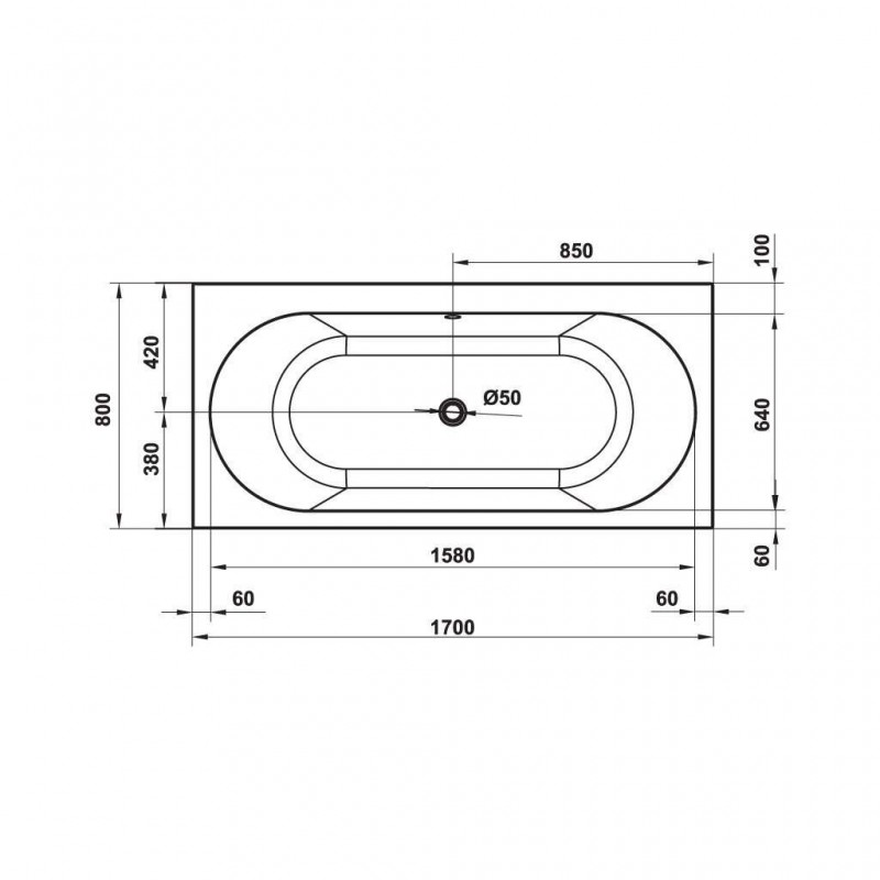 Bồn tắm âm hình bầu dục Nagoya 1700 Hafele 588.79.600