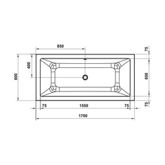 Bồn tắm âm hình chữ nhật Nagoya 1700 Hafele 588.79.602