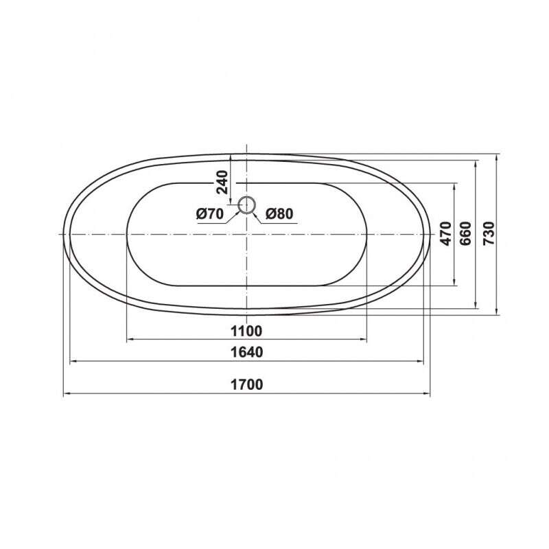 Bồn tắm độc lập Nagoya hình bầu dục 1700 Hafele 588.99.600