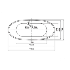 Bồn tắm độc lập Nagoya hình bầu dục 1700 Hafele 588.99.600