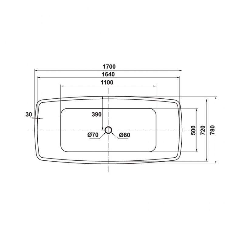 Bồn tắm độc lập Nagoya hình chữ nhật 1700 Hafele 588.99.610