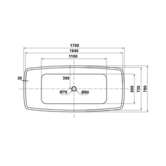 Bồn tắm độc lập Nagoya hình chữ nhật 1700 Hafele 588.99.610