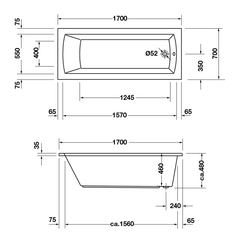 Bồn tắm tắm âm Daro 1700 Duravit 588.45.370