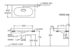Chậu lavabo Cotto C002517 đặt trên bàn Olix