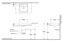Chậu lavabo Cotto C00381 MWH đặt trên bàn Geo