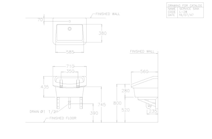 Chậu lavabo Cotto C2800 dịch vụ treo tường Sink