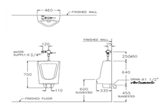 Bồn tiểu nam Cotto C3013N1 treo tường Marshal