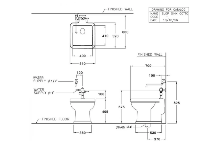 Chậu lavabo Cotto C3300 dịch vụ đặt sàn Slop Sink