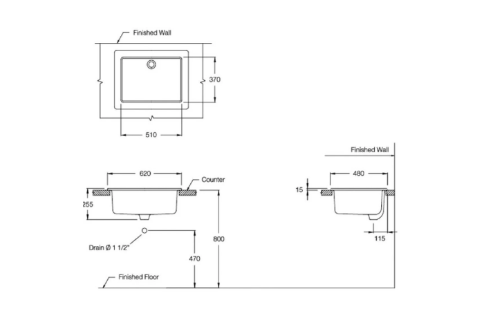 Chậu lavabo Cotto C5241 dịch vụ đặt bàn Sink 24