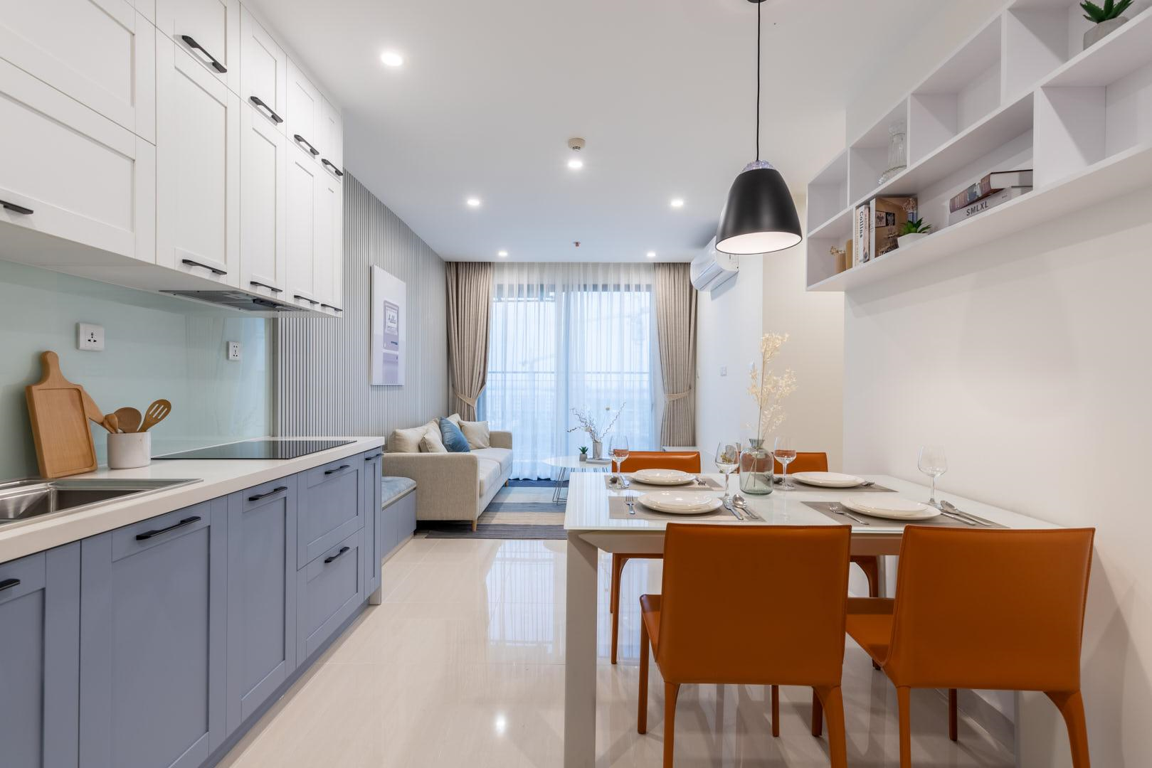 Không gian được thiết kế theo phong cách tân cổ điển hiện đại bên trong căn hộ 3 phòng ngủ Vinhomes Grand Park