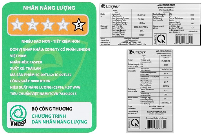 Máy lạnh Casper IC-09TL32 Inverter 1 chiều 9.000 BTU 1HP
