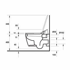 Bồn cầu treo tường Me By Starck với nắp Sensowash Duravit 588.46.406