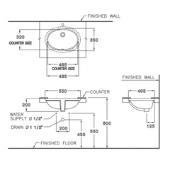 Chậu lavabo Cotto C017 âm bàn