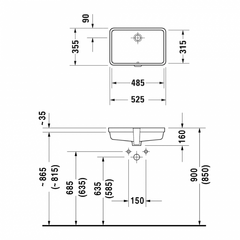 Chậu Lavabo âm bàn Duravit Vero 525 588.45.282