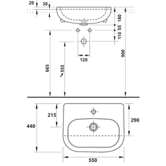 Chậu Lavabo bán âm Duravit D-code 588.45.140