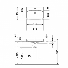 Chậu Lavabo đặt bàn 600 Duravit Happy D.2 588.45.126