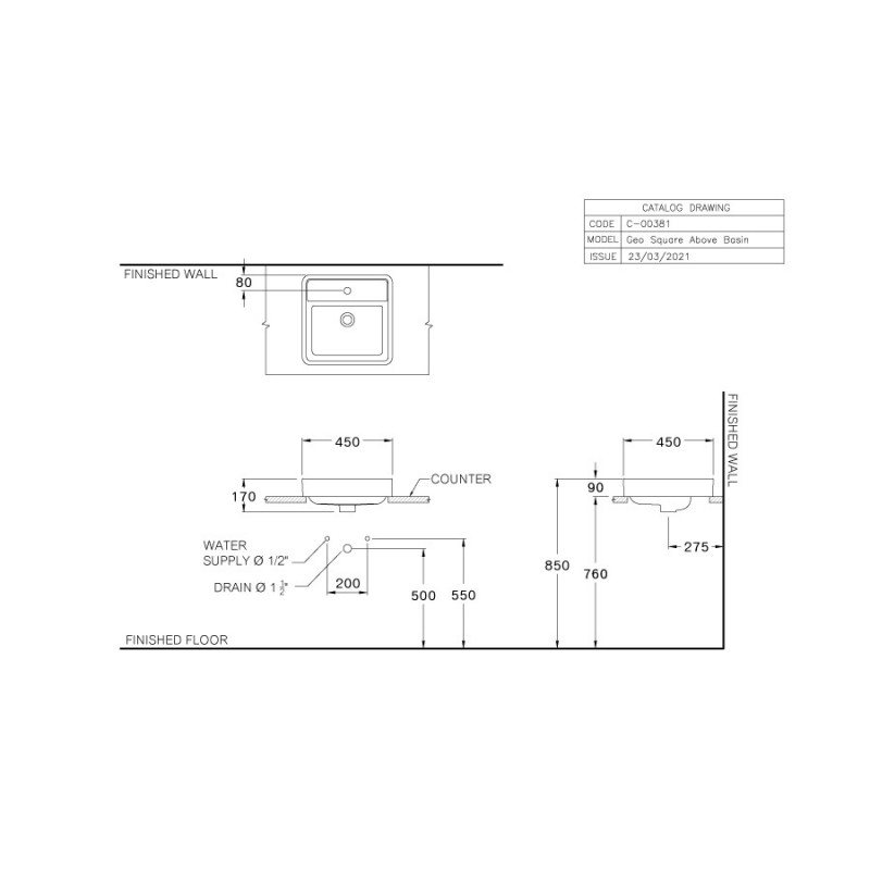 Chậu lavabo đặt bàn Cotto C003817 WH