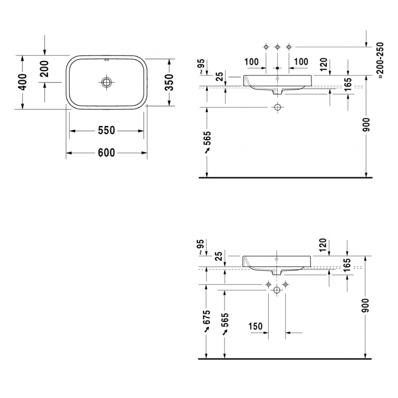 Chậu lavabo đặt bàn Duravit Happy D.2 588.45.125