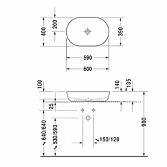 Chậu Lavabo đặt bàn Duravit Luv 600 588.45.181