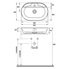 Chậu Lavabo đặt bàn Duravit Luv 600 588.45.182