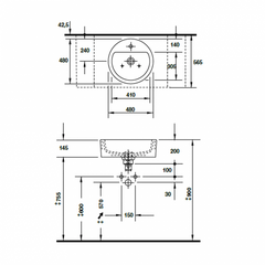 Chậu lavabo đặt bàn Duravit Starck 1 48cm 588.45.081