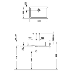 Chậu Lavabo đặt bàn Duravit Vero 600 588.45.022