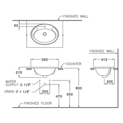 Chậu lavabo dương vành Cotto C007
