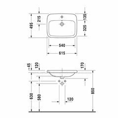 Chậu Lavabo vành nổi Duravit Durastyle 615 588.45.206