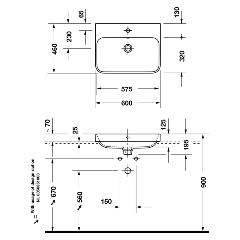 Chậu Lavabo vành nổi Duravit Happy D.2 Plus 600 588.45.128