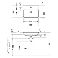 Chậu Lavabo vành nổi Duravit Happy D.2 Plus 600 588.45.128