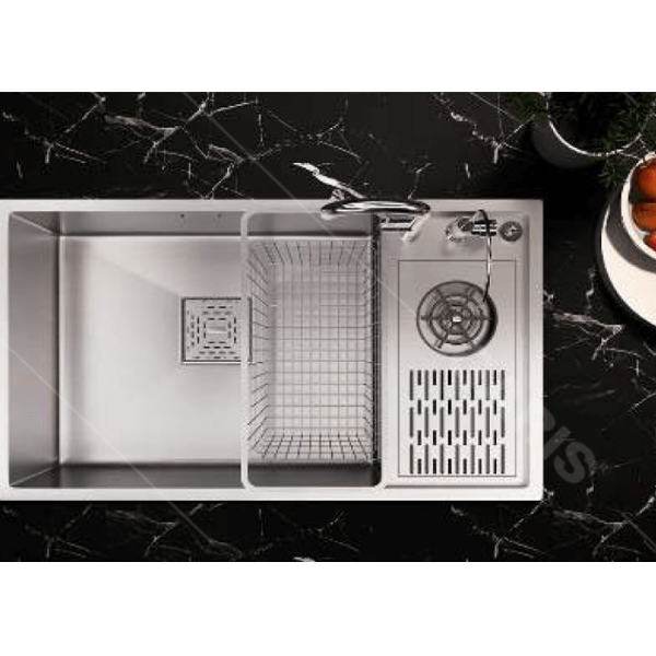 Chậu rửa 1 hố to có máy rửa cốc, chén Garis Megkel MS11.82