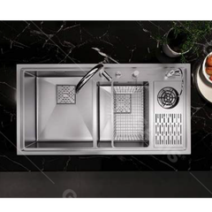 Chậu rửa 2 hố lệch có máy rửa cốc, chén Garis Megkel MS22.96