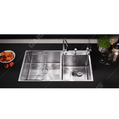 Chậu rửa 2 hố lệch thoát tròn Garis GS21.82