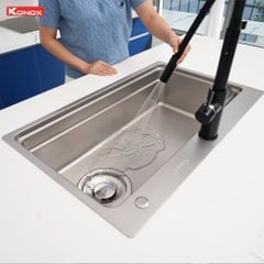 Chậu rửa bát Konox KN8048TS Dekor 1 hố chống xước Workstation Sink